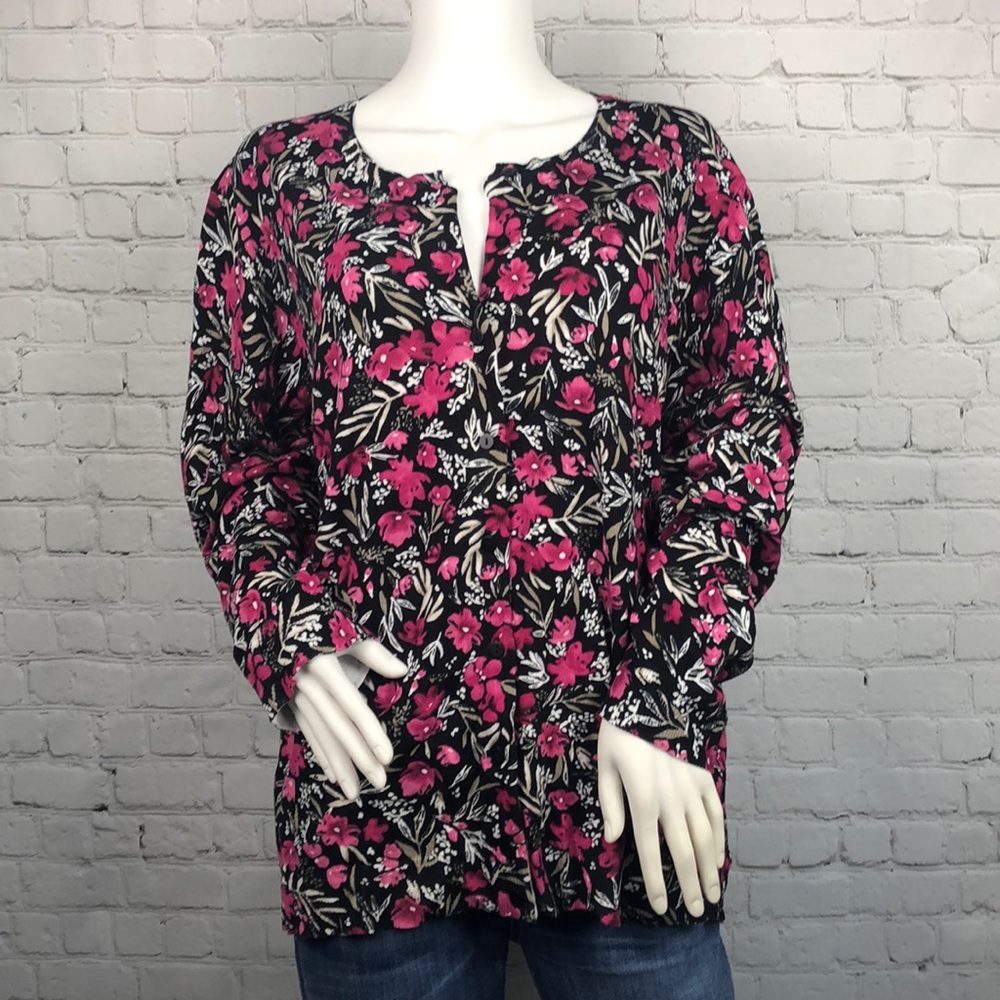 Karen Scott Black & Pink Cardigan S L XL XXL 2X - Picture 2 of 3